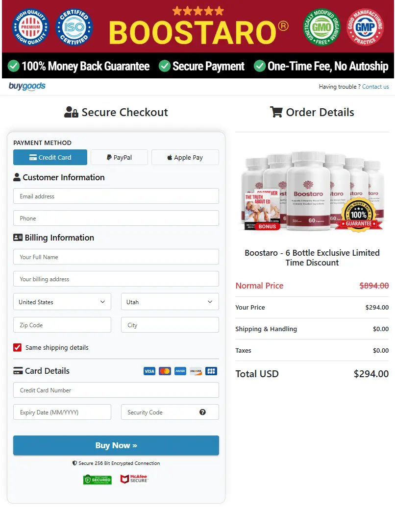 Boostaro Order payment gateway